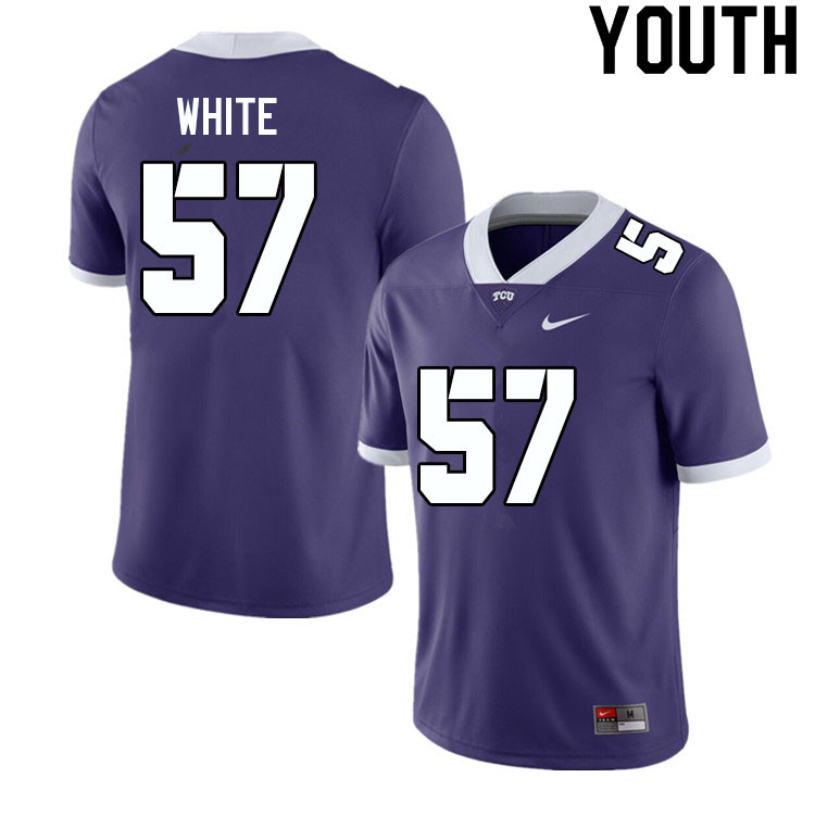 Youth #57 Hudson White TCU Horned Frogs College Football Jerseys Sale-Purple